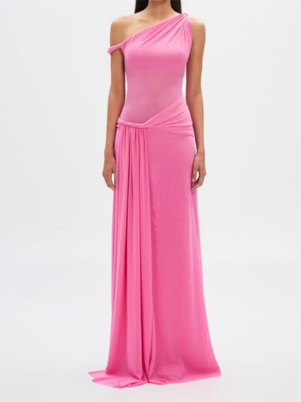 Misha Sisal Maxi Dress in Orchid Pink Women Medium Mesh One Shoulder